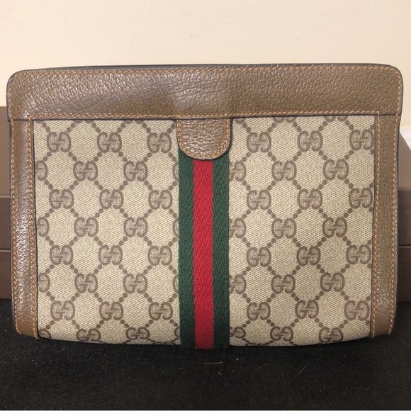 GUCCI GG Supreme Ophidia Sherry Line Academy Collection Clutch - Picture 1 of 17